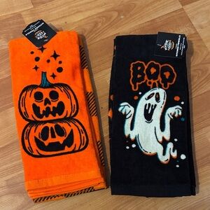 New- 2pc Pumpkin Stack and ghosts Kitchen Terry Towels - Hyde and EEK!